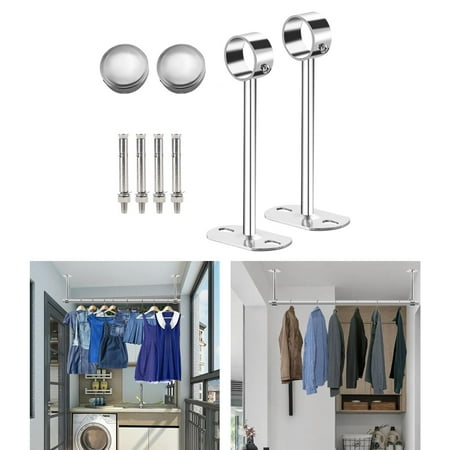 

Stainless Steel Wardrobe Hanger Pipe Bracket 25Mm Dia Clothes Pole Ceiling