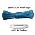thumbnail image 4 of 6mm*12m Synthetic Winch Rope With 4000lbs Fairlead ,4x4 Offroad Rope Line ,Easy to Use, 4 of 5