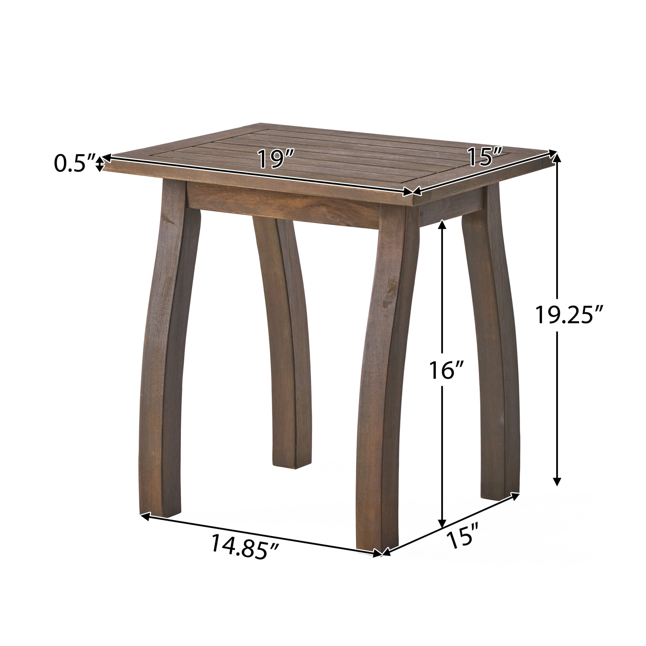 Christopher Knight Home Outdoor Accent Side Table, Acacia Wood End Table with Curved Legs, Dark Brown