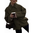 thumbnail image 4 of Female Trench Coat Long Sleeve Lapel Casual Jackets Winter Outerwear Army Green XS, 4 of 9