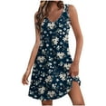 thumbnail image 2 of QUNYINEY Floral Women's Dresses Casual Sleeveless A-Line Dress Flowy with Pockets V Neck Mini Sundress, 2 of 6