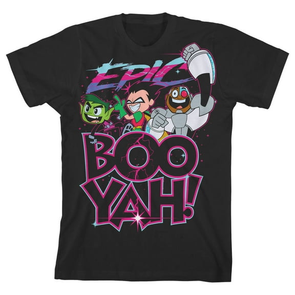 Teen Titans Go Epic Boo Yah Boy's Black T-shirt-Medium