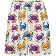 thumbnail image 3 of NICKSUN Shorts de Pyjama Amusants pour Hommes, Bas de Pyjama Courts Doux avec Poches, Crabe Coloré, 2TG, 3 of 6
