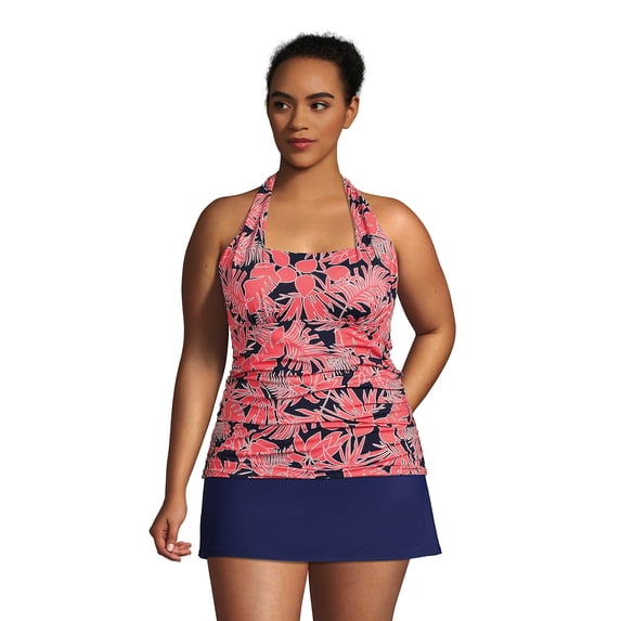 Lands' End Women's Plus Size Chlorine Resistant Square Neck Halter Tankini Swimsuit Top