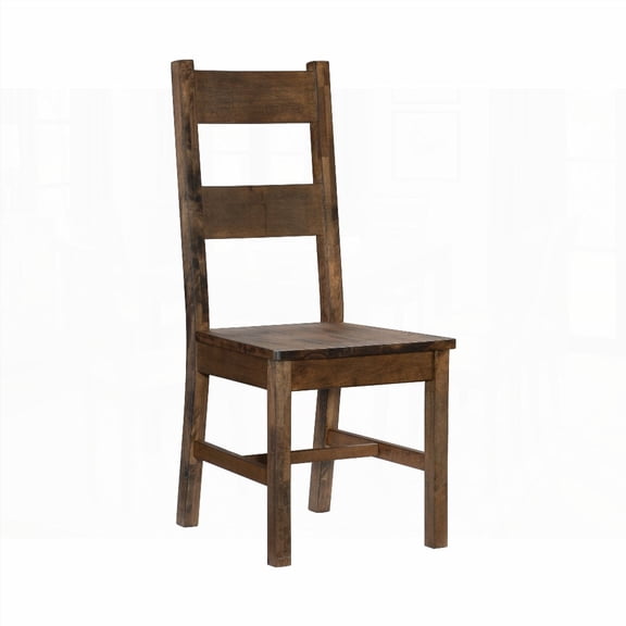 2-Piece Solid Rubber Wood Dining Chairs - Classic Transitional Design with Burnished Brown Finish