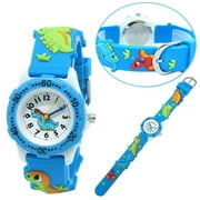 TOPEAK Kids Watch, Toddler Watch Digital Analog Wrist Waterproof Watches with 3D Cute Cartoon Silicone Band for 3-10 Years Old Childrens Blue