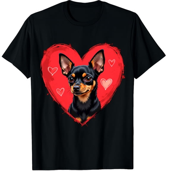 Valentine's Day Chihuahua Valentine Heart Graphic Crew Neck Short Sleeve T-Shirts (Men's, Women's)