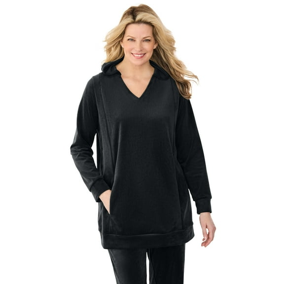 Woman Within Plus Size Velour Hoodie Sweatshirt