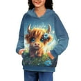 thumbnail image 4 of DISNIMO Cow Flower Boy Hoodies Size 6-7 Pullover Hoodie for Girls and Boys Streetwear Hoodie Long Sleeve for Children Hooded Sweatshirt with Front Pocket Kids Fall Sweatshirts Casual Blue, 4 of 7