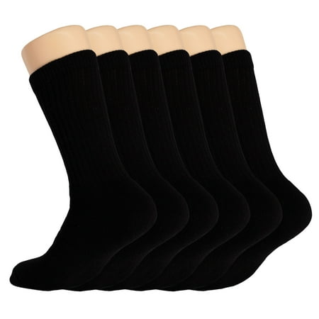 

Cotton Crew Socks for Women Black 6 Pairs Size 10-13