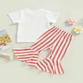 thumbnail image 2 of T-shirt à Manches Courtes Col Rond Imprimé Lettres avec Bottes Pantalon Évasé Imprimé pour Petite Fille, 2 of 6