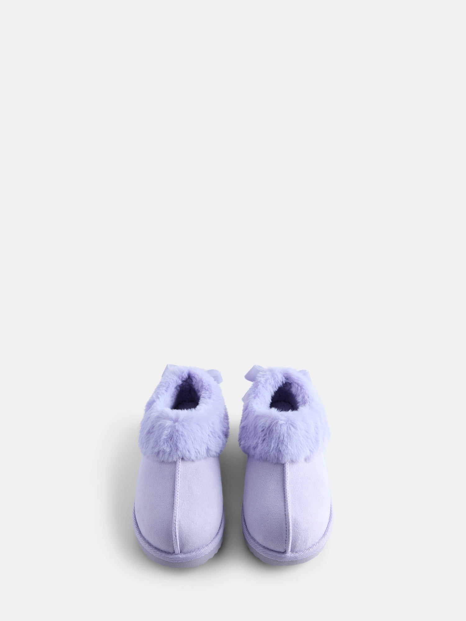 Wonder Nation Baby, Toddler, Little and Big Girls Faux Fur Trim Slippers