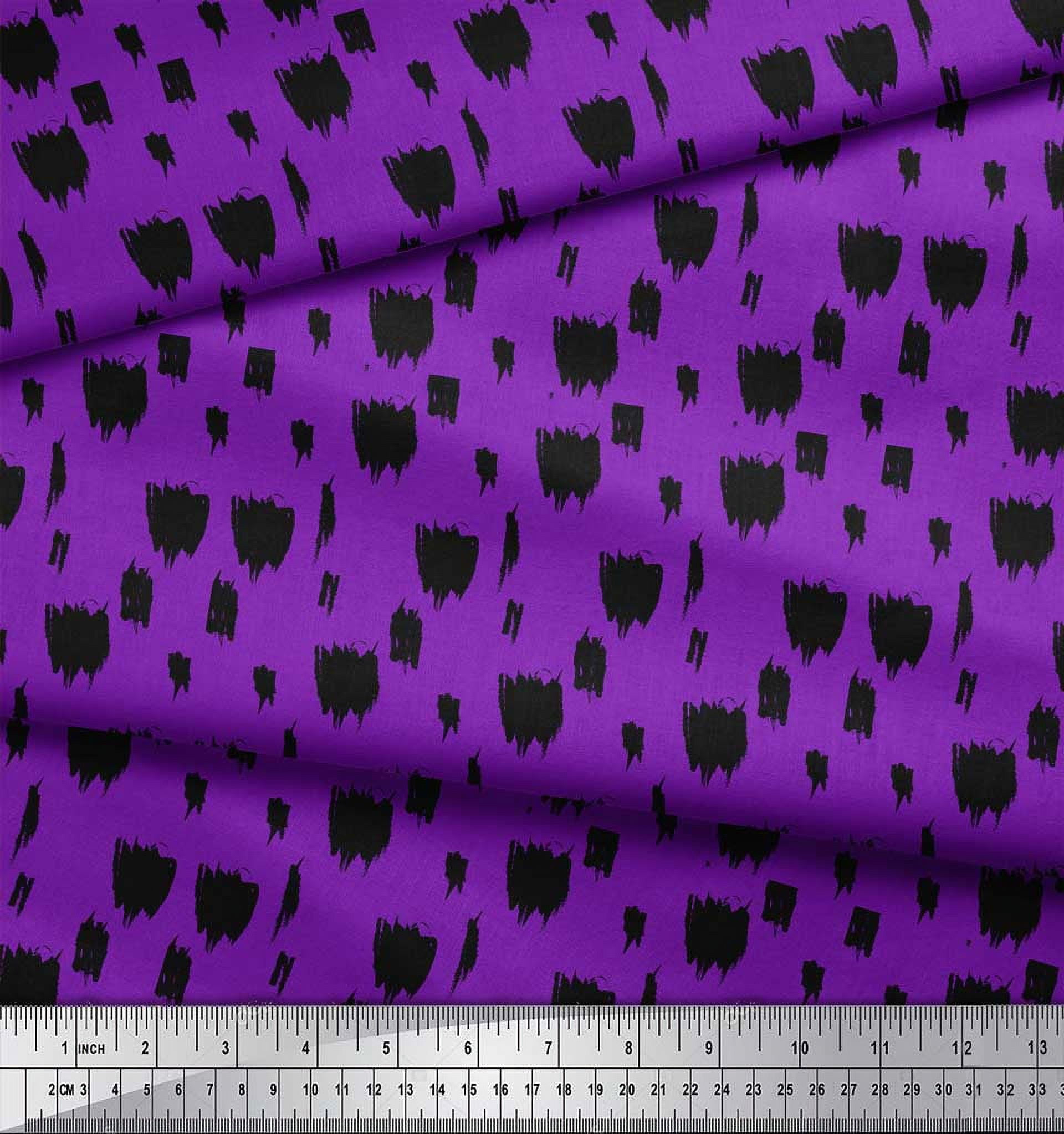 Soimoi Purple Silk Fabric Brush Stroke Abstract Printed Craft Fabric by the Yard 42 Inch Wide