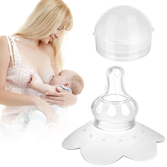 Njide Nipple Shields for Nursing Newborn,Breastfeeding Contact NippleShield for Latch Difficulties or Flat&Inverted Nipples,Soft Silicone with Travel Carrying Case