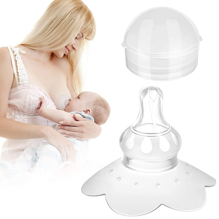 Nipple Shields for Nursing Newborn,Breastfeeding Contact NippleShield for  Latch Difficulties or Flat&Inverted Nipples,Soft Silicone with Travel