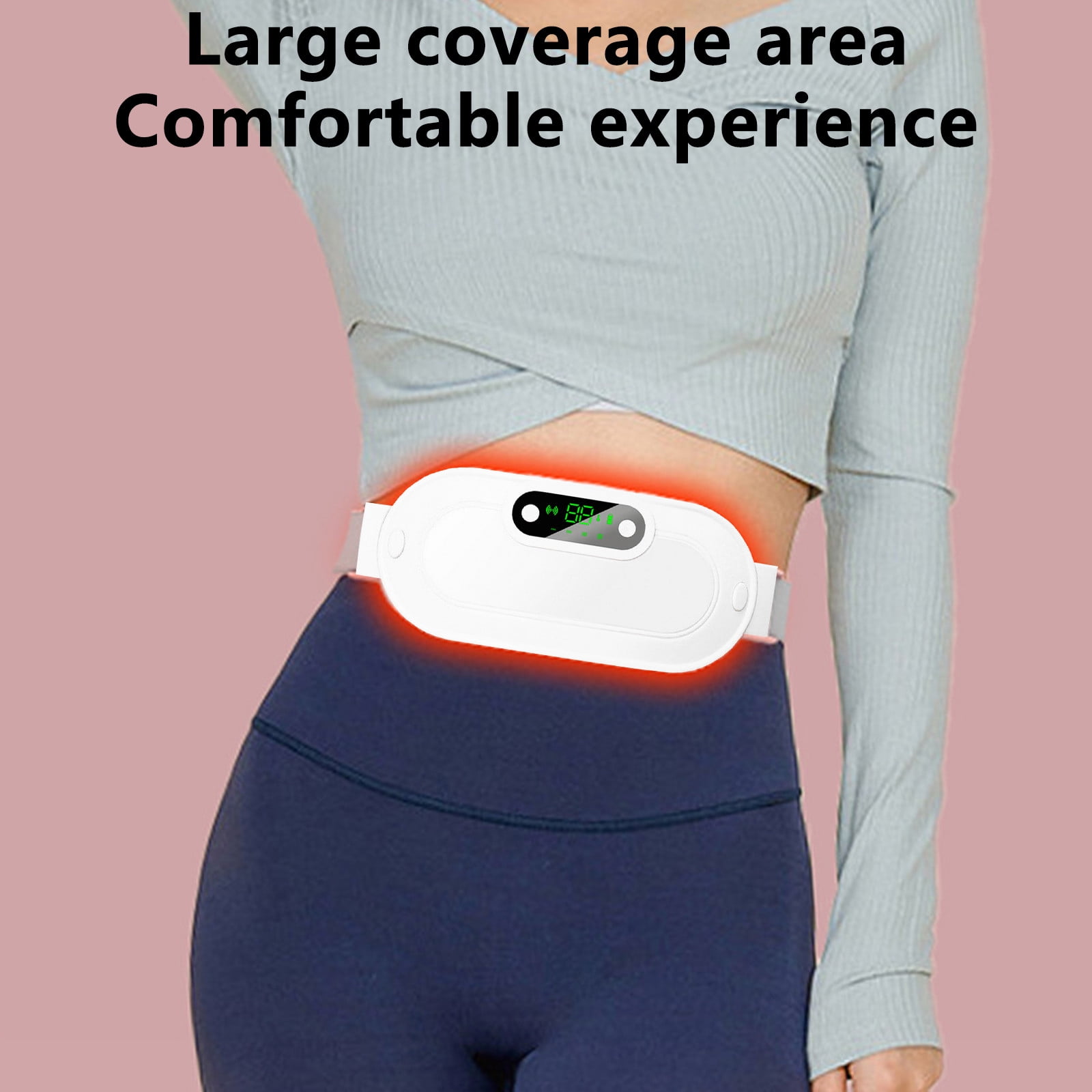 Protable Heating Pad for Cramps, 4 Massage Modes & 3 Heat Levels, Work Continuously for Up to 90 Minutes a Charge, Comfortable and Elastic, Pain Relief Warm Gifts for Women Girls(White)