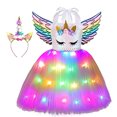 thumbnail image 2 of Viyorshop Disfraz de unicornio para niña, vestido de tutú de unicornio con luz LED arcoíri Viyor Shop Viyorshop, 2 of 2