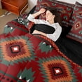 thumbnail image 5 of Feelyou Red Boho Aztec Twin Bedding Sets 7-Piece for Women, Rustic Countryside Bedding Comforter Set, Western Retro Fashion Reversible Sheet Sets, Super Cozy Room Decor, 5 of 8