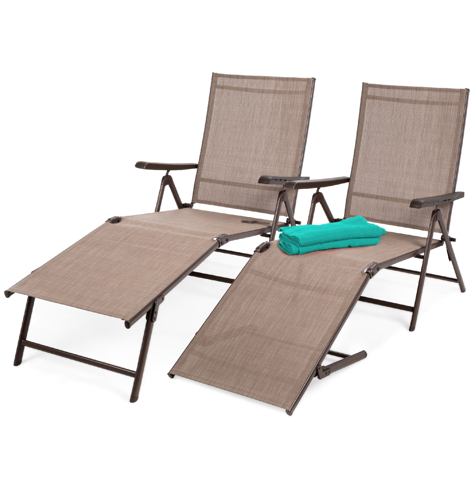 Best Products Set of 2 Outdoor Patio Chaise Lounge Chair Adjustable Folding Pool Lounger w/ Steel Frame - Gray - Walmart.com