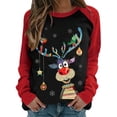 thumbnail image 1 of VISgogo Mujer Primavera Otoño Casual Pullover Manga Larga O Cuello Deer Print Patchwork Sudadera VISgogo moda, 1 of 9