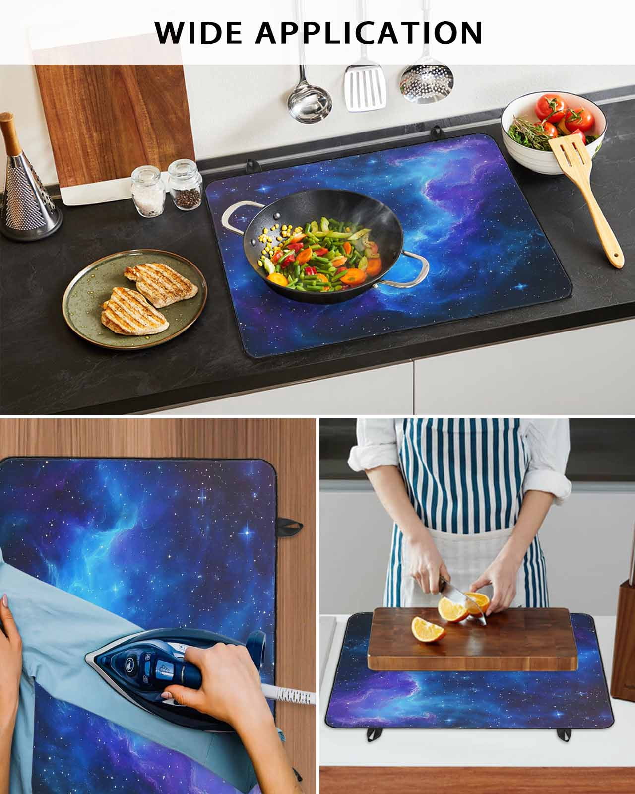 nqOlkjepod Large Induction Cooktop Protector Mat 31"x24", Blue Purple Sky Stove Top Covers for Electric Stove, Abstract Modern Art Clouds Decorative Stove Burner Cover Mats, Glass Top Stove Cover