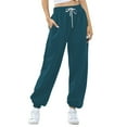 thumbnail image 2 of JJHGVB Joggers for Women Petite Pants Bottom Sweatpants Women's Casual High Waisted Pockets Joggers Sport Workout Active Baggy Pants Drawstring Pants Women Womens Sweatpants Green 1 L, 2 of 7
