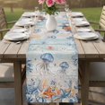 thumbnail image 4 of Jellyfish Coastal Table Runner 70 Inches, Summer Beach Coral Starfish Blue Grey Bed Runner Dresser Scarves Tabletop for Indoor Outdoor Parties/Ceremony/Banquet, 13" x 70", 4 of 9