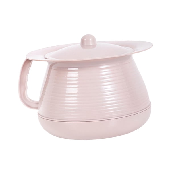 Urinario portátil de cabecera con escupidera y asa, multiusos, con tapa. Rosa