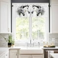 thumbnail image 2 of nqOlkjepod Horse Print Farmhouse Short Window Curtain Valances, Modern Watercolor Grey White Animals Rod Pocket Kitchen Valances for Living Room Bedroom Bathroom Cafe, 1 Panel - 54" x 18", 2 of 8