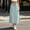 Light Blue, variant on Women's Solid Color Midi Cargo Skirt Elastic High‑Waist Drawstring Casual Half Skirt with Side Pockets Back Slit Light Blue M(M)