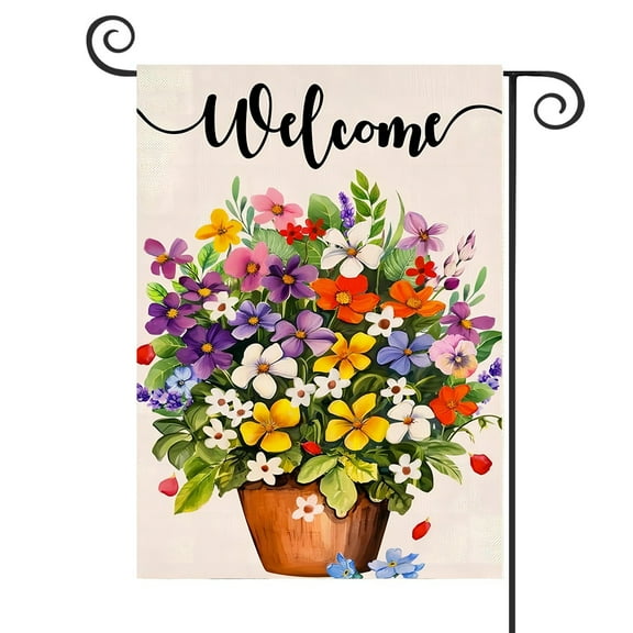 DMERBYL Spring Summer Garden Flag 12x18 Vertical Double Sided Welcome Floral Farmhouse Holiday Outside Decorations Burlap Yard Flag