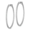 thumbnail image 2 of Sterling Silver Rhodium-plated Cubic Zirconia In and Out Hinged Hoop Earrings, 2 of 3