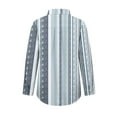 thumbnail image 6 of Olyvenn Womens Tops Casual Plus Size Loose Womens Fashion V Neck Striped Roll Up Sleeve Button Down Blouses Tops With Pocket Shirt For Women 2024 Light Blue 4, 6 of 9