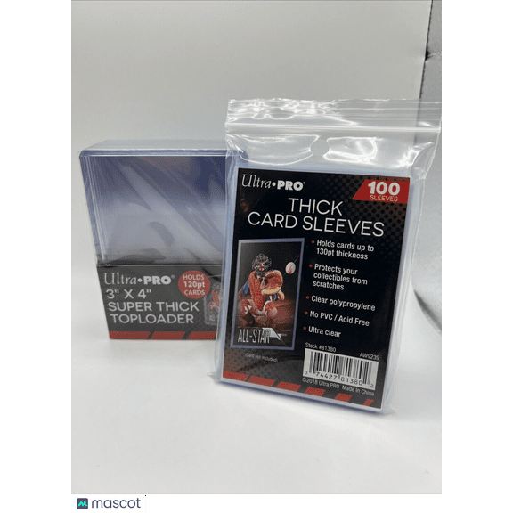 Ultra Pro 3X4 Thick Toploaders 120pt Point 1 Pack of 10 AND 100 Thick Sleeves