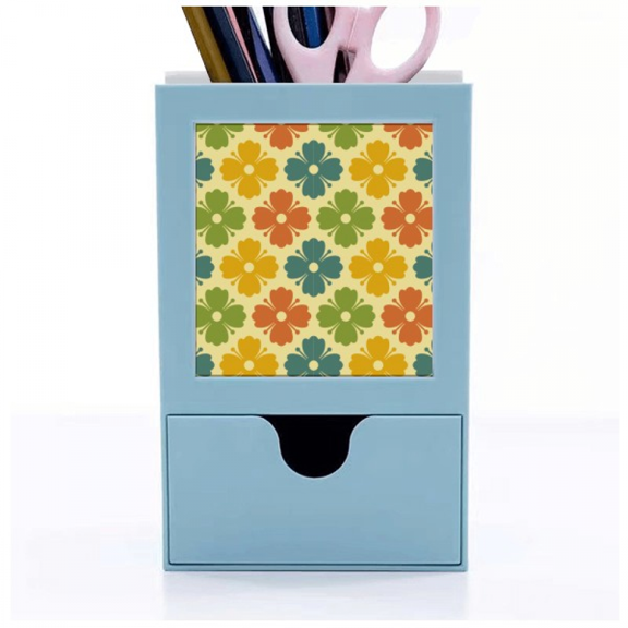 Candy Color Flowers Grass Petals Desk Supplies Organizer Pen Holder Card