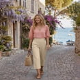 thumbnail image 4 of Linen Capris for Women with Pockets Pull on Petite Long Shorts Dressy Casual Cropped Pant Casual Summer Clothes Beige M, 4 of 6
