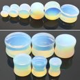 thumbnail image 3 of Grandest Birch 1 Pc 6-18mm Double Flared Saddle Gauges Ear Plug Stretcher Piercing Jewelry Opalite Clear, 3 of 8