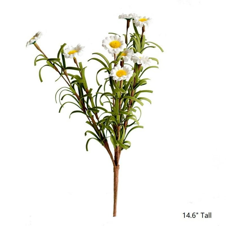 Faux Silk Artificial Flower Eco PE Small Daisy Stem Set in White 15 Tall