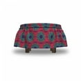 thumbnail image 4 of Boho Ottoman Cover, Oriental Style Blossom Leaves, 2 Piece Slipcover Set with Ruffle Skirt for Square Round Cube Footstool Decorative Home Accent, Standard Size, Hot Pink and Turquoise, by Ambesonne, 4 of 5
