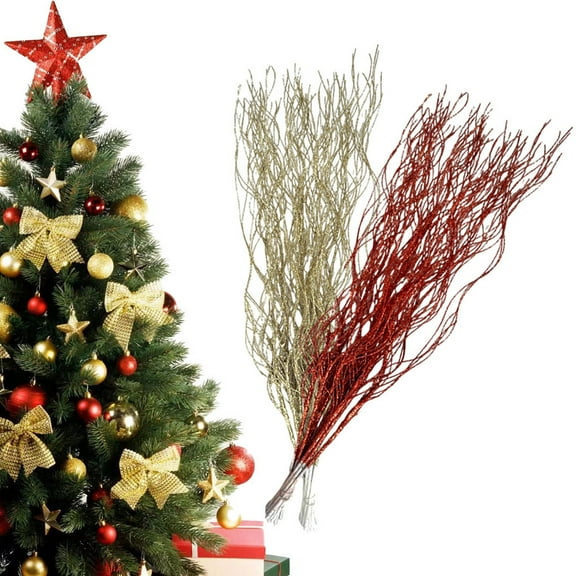 Yoyauz 24 Pieces of Artificial Glitter Stem Ornament 17 Inch Fake Christmas Paddle Decoration Glitter Sticks Twigs Twigs For Christmas Tree DIY Wreath Crafts Gifts Holiday Home Decoration