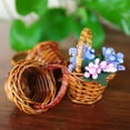 thumbnail image 2 of 2x1/12 Dollhouse Miniatura Vintage Rattan Basket Simulación Muebles Modelo CUTICAT Cesta de miniaturas de casa de muñecas, 2 of 8