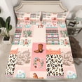 thumbnail image 2 of Castle Fairy Cowgirl Boots 4pcs Bed Sheets for Kids Children Teenagers,Western Floral Cactus King Sheets,Old Fashion Leopard Print Super Cozy Sheet Set,Lightweight Room Decor, 2 of 7