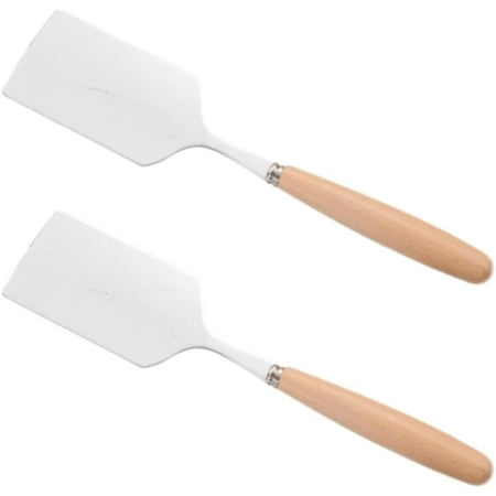 

2 Stainless Steel Wooden Handle Steak Spatula Omelette Spatula Platyaki Spatula Household Kitchen Cooking Tools