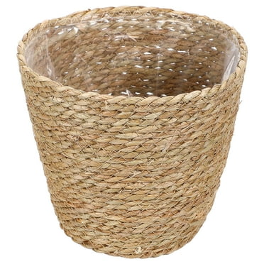 FOMIYES  Indoor Plant Pots Decorative Flower Basket Wicker Planter Seagrass Woven Light Brown