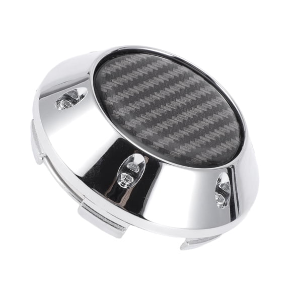 Tapa de centro de rueda Unique Bargains de 68 mm tono plateado 1 pieza con adhesivo de patrón de fibra de carbono negro
