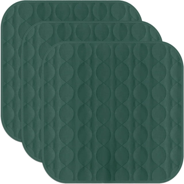 Canadian Linen Coussins de Chaise Réutilisables 20"x20 Pouces, Lot de 3 Imperméables Lavables Doux Absorbants 100 % Coton Respirants Matelassés pour Incontinence, Vert