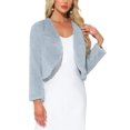 thumbnail image 1 of CHAQUETA CORTA ABIERTA INSPIRADA EN CHIC PARA MUJER, BOLERO DE FALSO PIEL DE MANGA LARGA, ABRIGO DE INVIERNO L GRIS PÁLIDO, 1 of 5