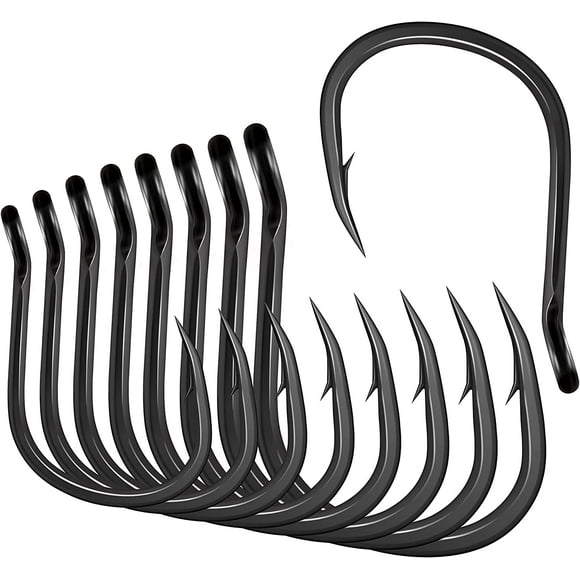 BLUEWING Wide Gap Jigging Hooks Needle Point Fishing Hooks High Carbon Steel Hooks Extra Sharp Fish Hooks for Freshwater Saltwater Fishing, Size 10/0, 5pcs