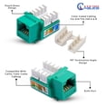 thumbnail image 5 of NewYork Cables® Pack of 10 Cat6a RJ45 Keystone Jack, 90 Degree Insert UTP 110 Punch Down Female Network Ethernet Adapter Compatible with Wall Plate, Faceplate, Unloaded Blank Patch Panel| Green, 5 of 7
