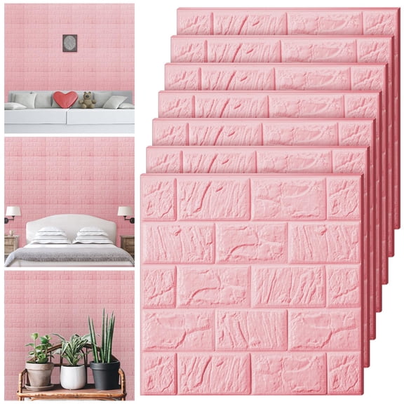 3D Foam Brick Peel and Stick Wallpaper Tiles Elegant Pink 28.81 Sq Ft Coverage